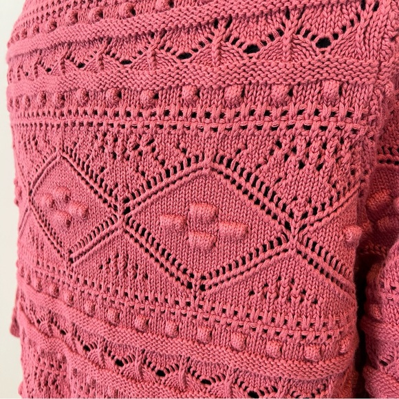 Boden Claudia Knitted Top US 12 100% Cotton Crochet Knit Dusty Rose Womens - Picture 8 of 11